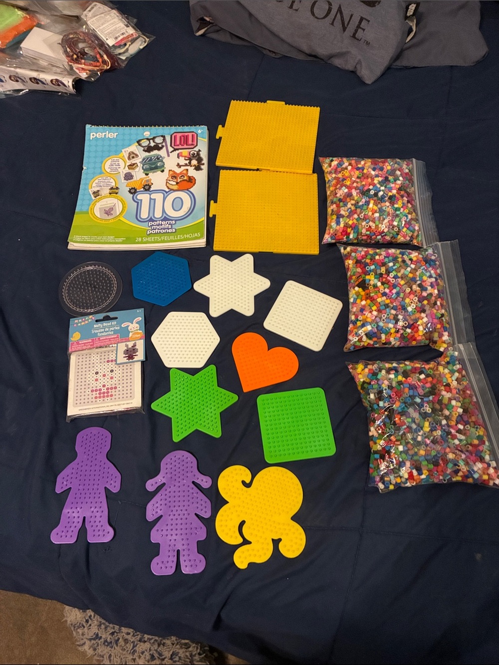 Perler Bead Craft Kit with Yellow, Green, Purple, Orange, White Accessories